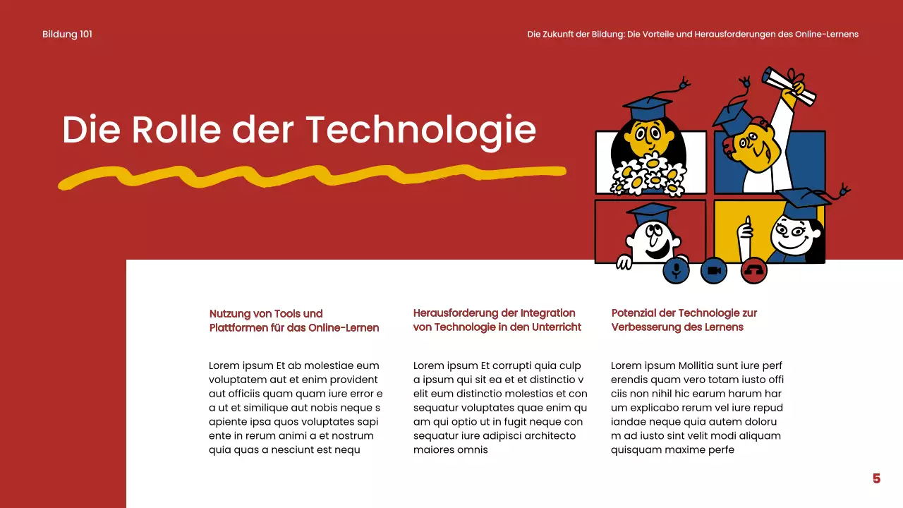 Blau und Rot Einfaches Online-Lernmaterial