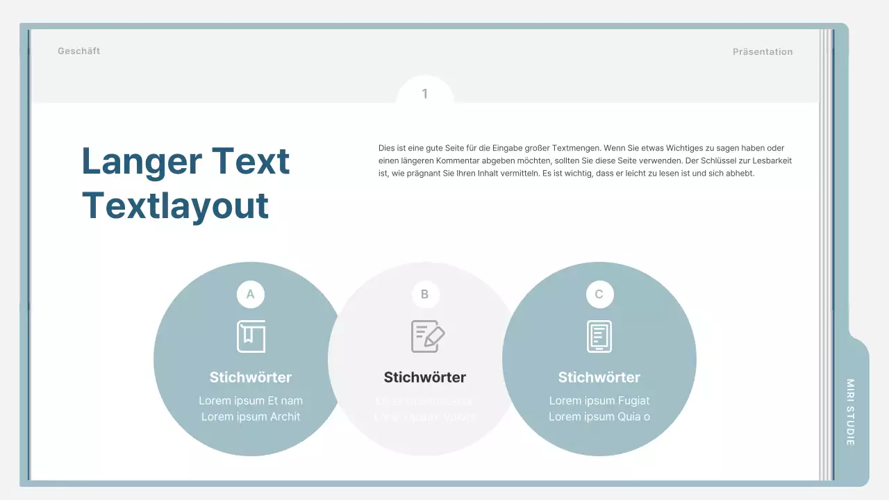 Ein einfacher Ausbildungsprospekt in Hellblau und Grau