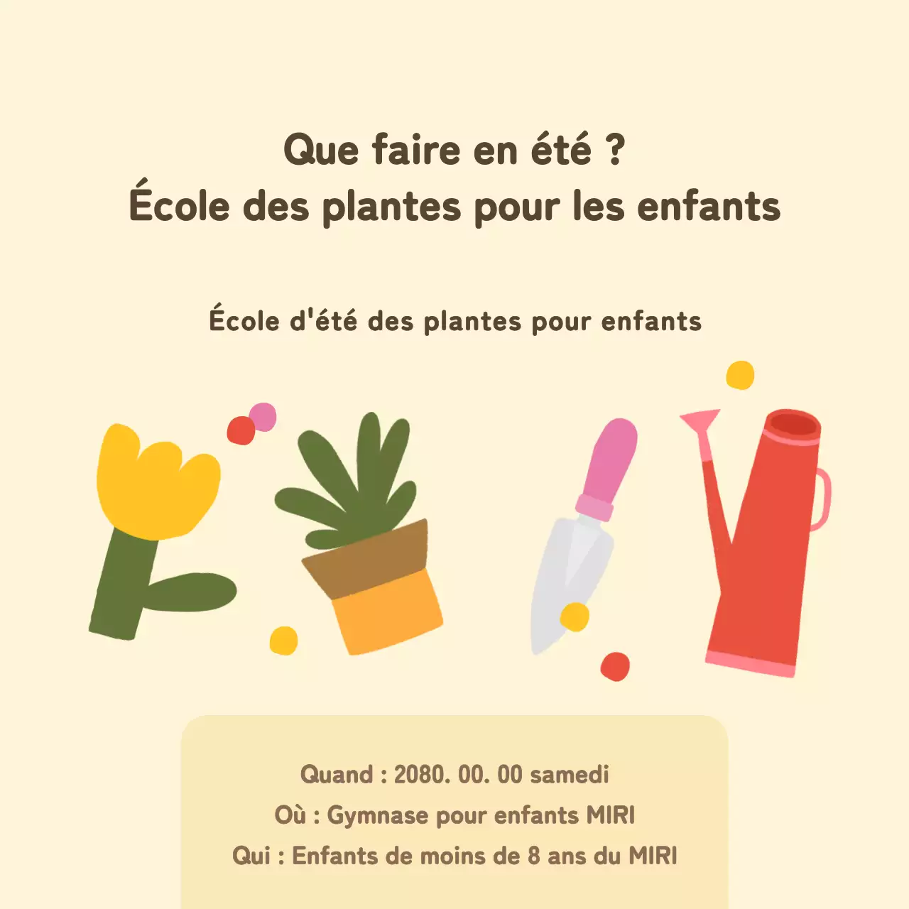 Promouvoir une école d'été des plantes jaune et verte