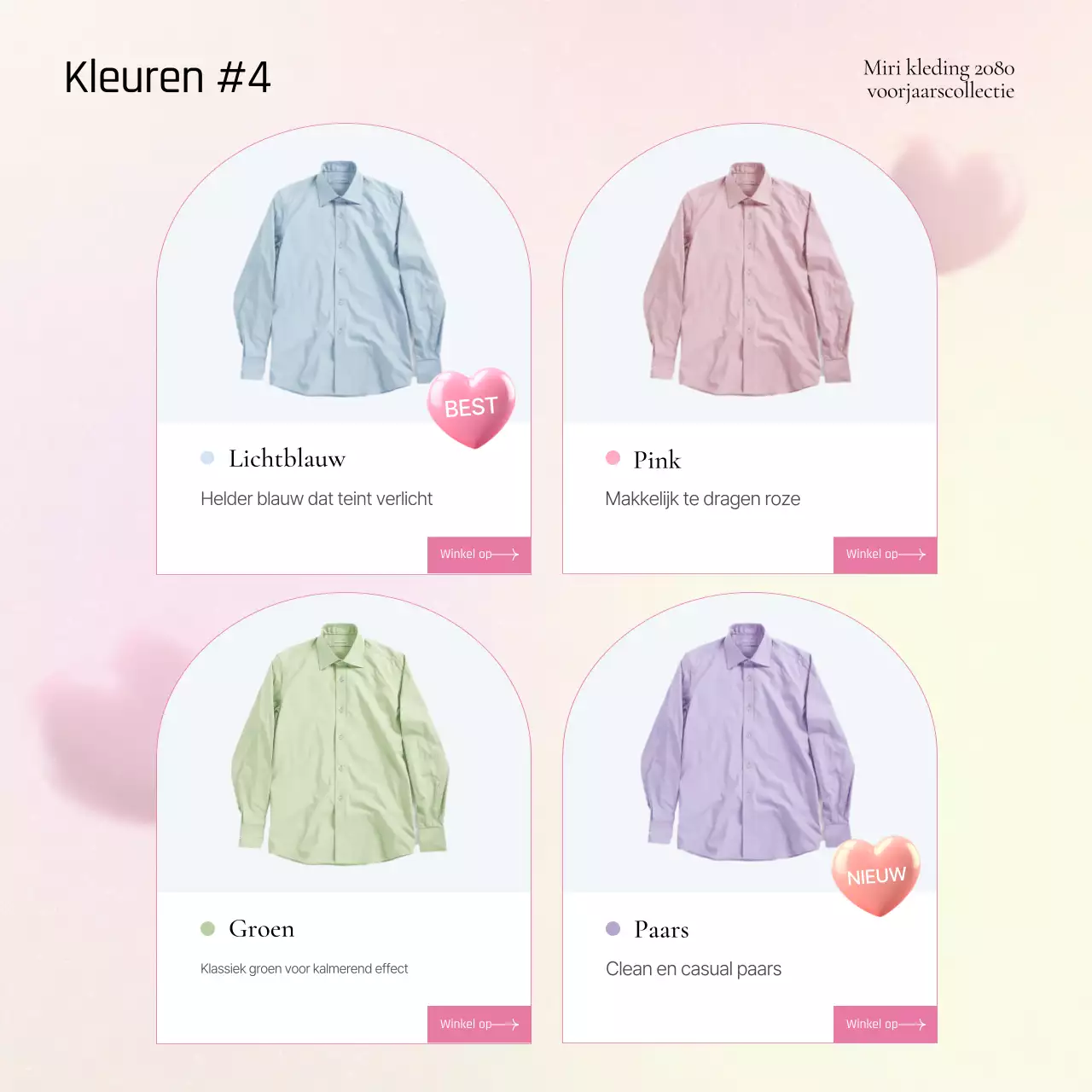 Kitscherige modeproductbeschrijvingen in geel en roze promoten