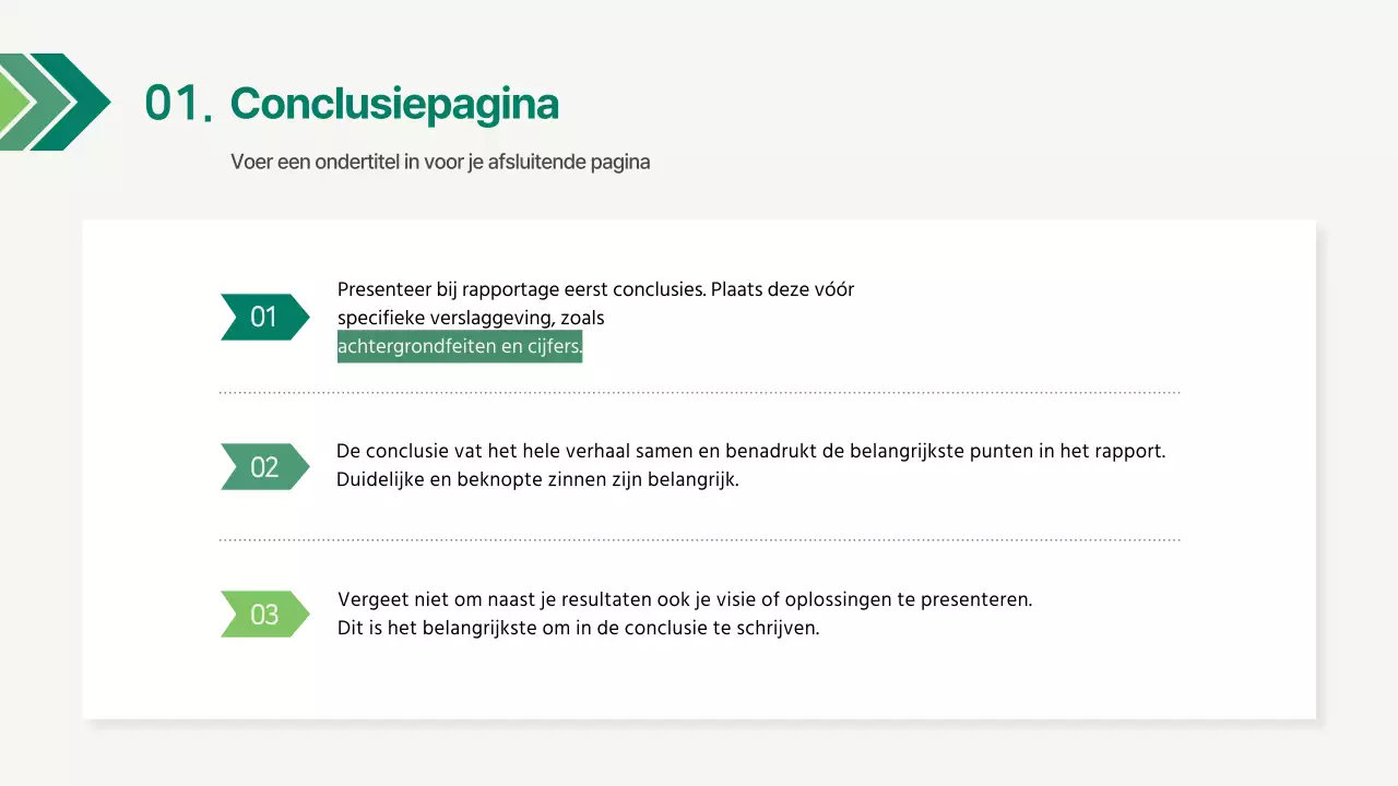 Een eenvoudig bedrijfsrapport in groen