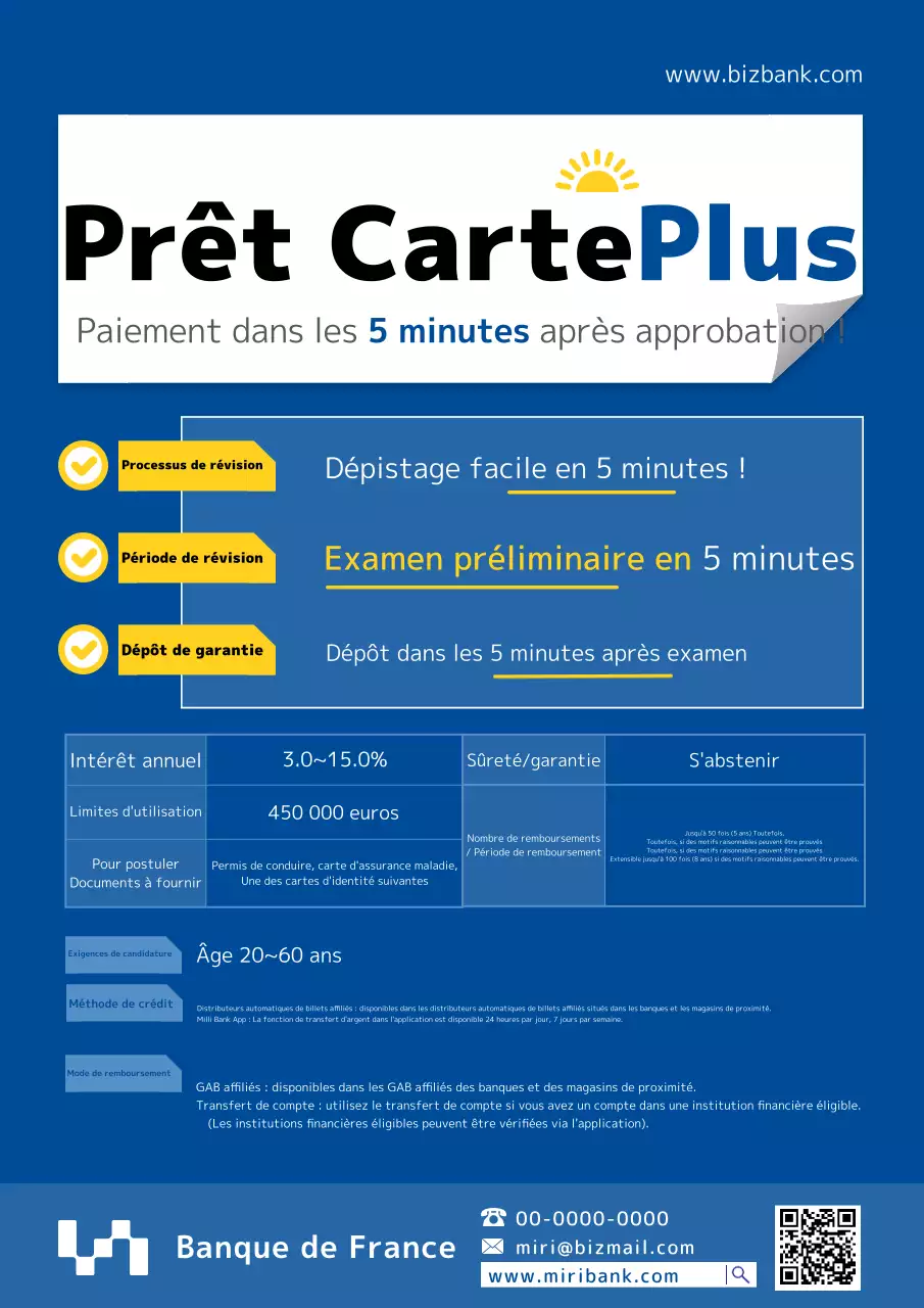 Promouvoir un prêt carte bancaire bleu et jaune soigné