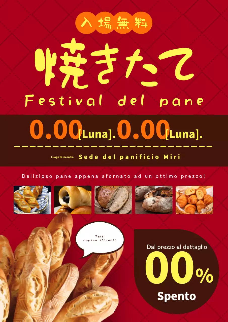 Una pubblicità semplice, di classe, rossa, per la festa del pane appena sfornato!