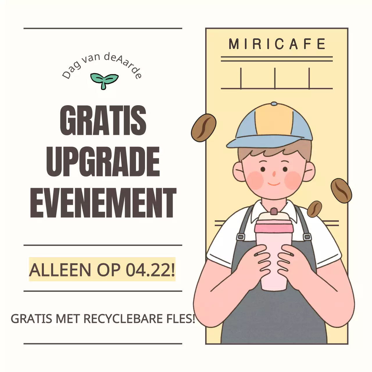 Eenvoudige aankondiging milieudag in geel en lichtblauw