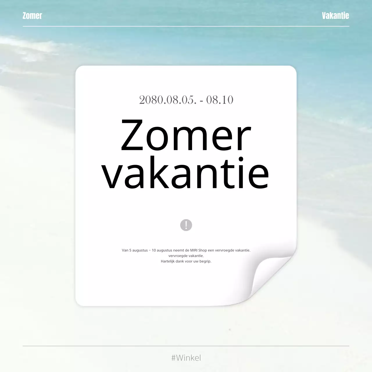 Moderne zomervakantie pop-up in wit en lichtblauw