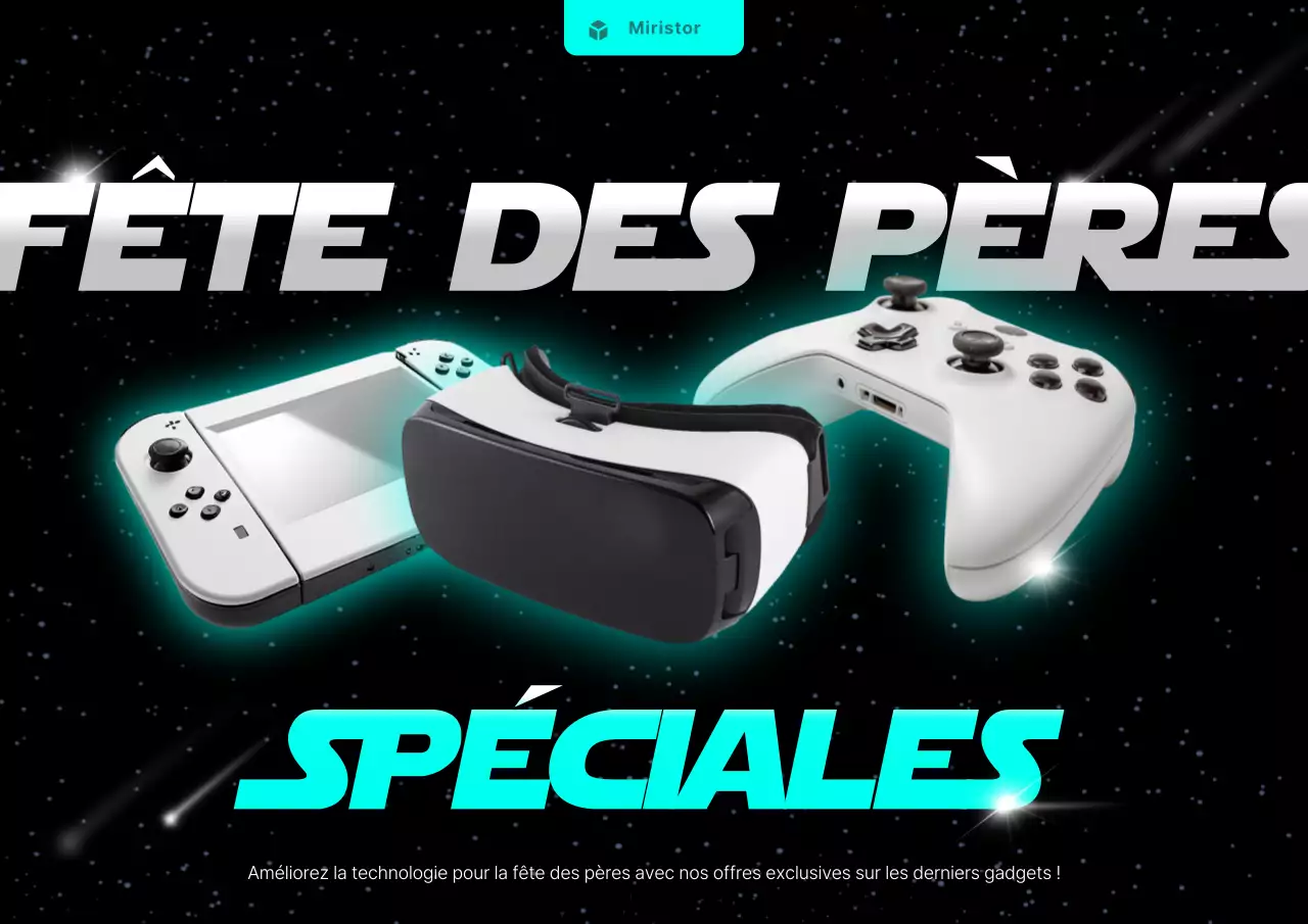 Promouvoir une vente d'appareils cybernétiques pour la fête des mères en noir et menthe