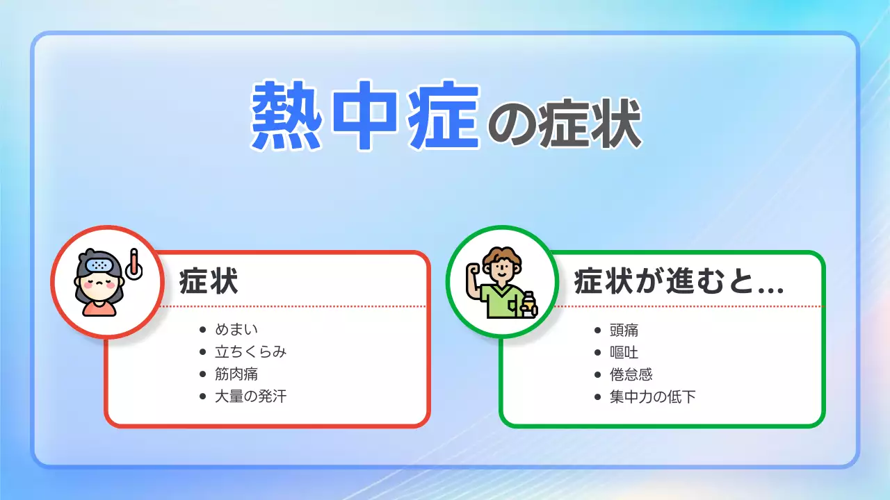 パステルカラーのポップな熱中症対策説明資料！