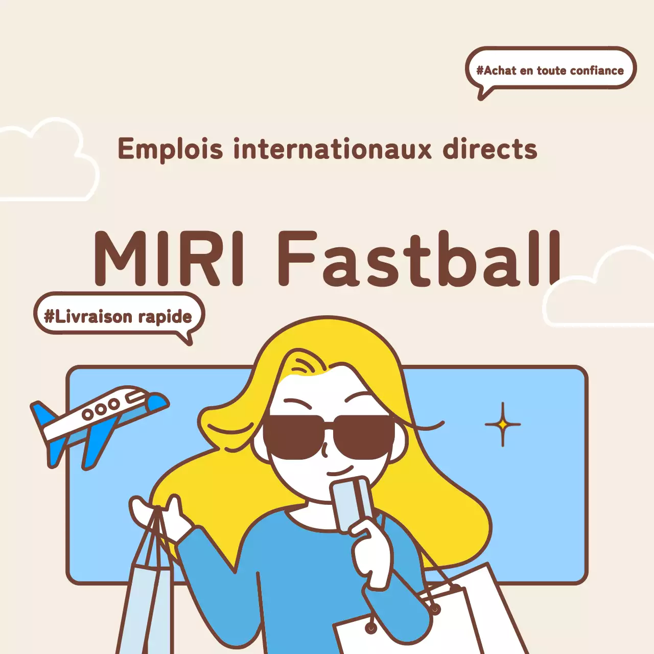 Simple jaune et bleu clair recherche d'emploi à l'étranger promotion des médias sociaux