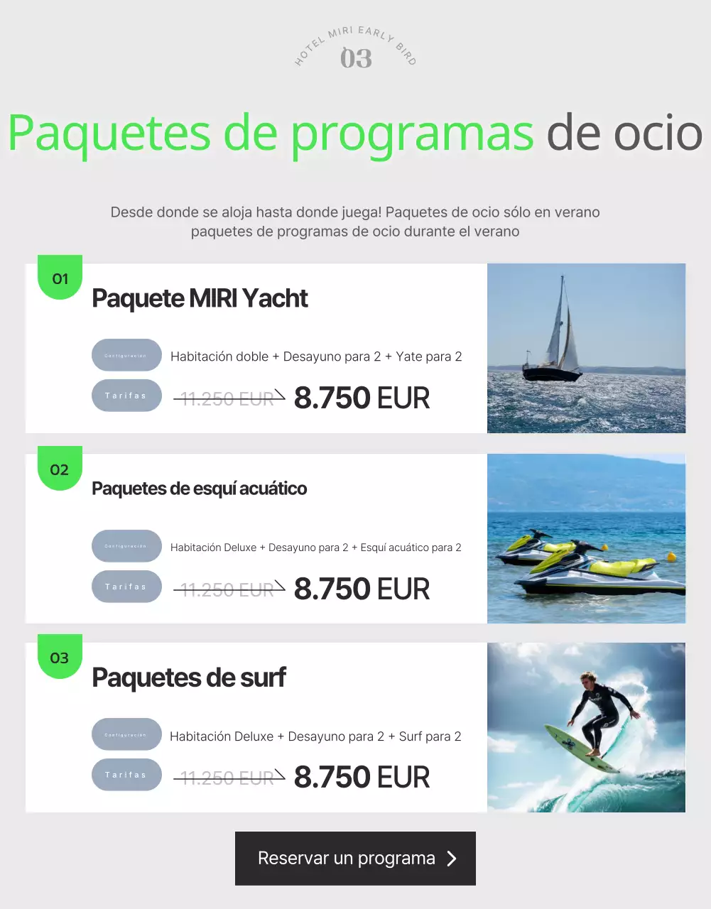 Promoción de verano de un hotel sencillo en blanco y azul claro