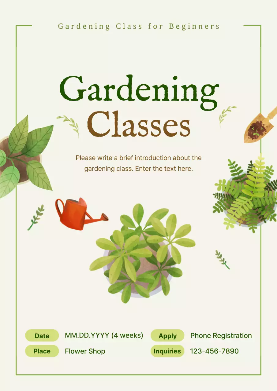 Green Rustic Gardening Class Invitation Poster
