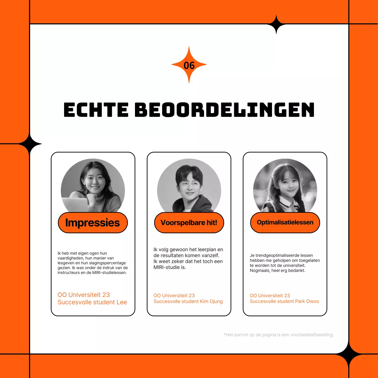 Eenvoudig oranje en zwart schoolprospectus voor halve dagen