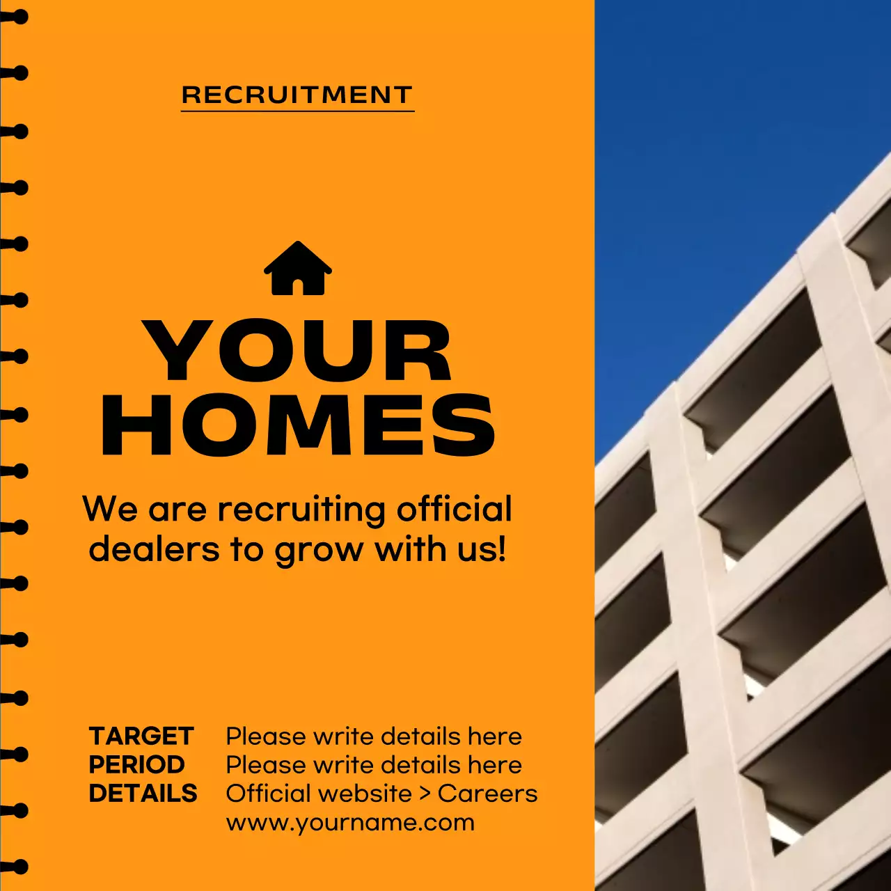 Orange Modern Recruitment Announcement Social Media Post