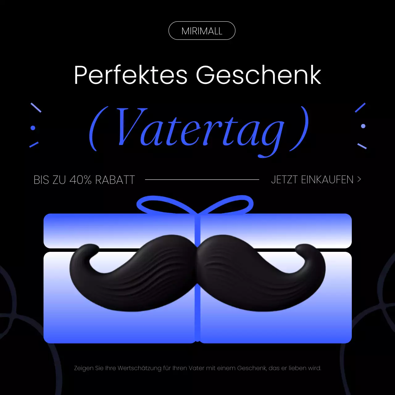 Trendige Verkaufsanzeigen in Schwarz und Blau