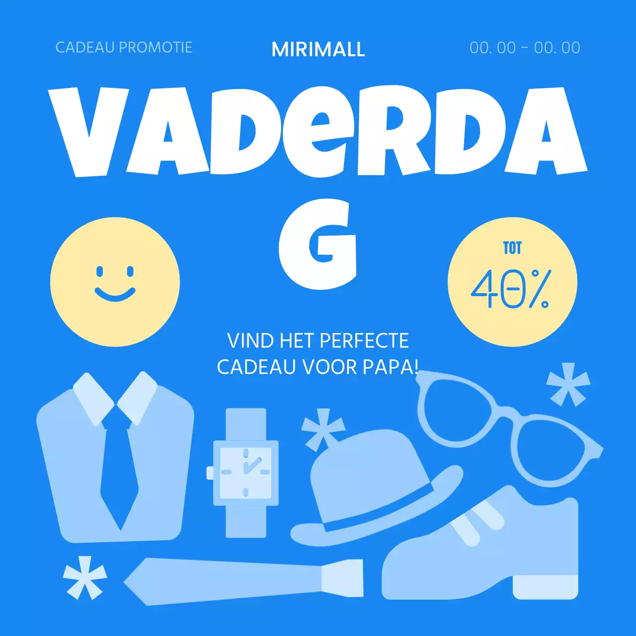 Een schattige blauw met gele verkoopadvertentie