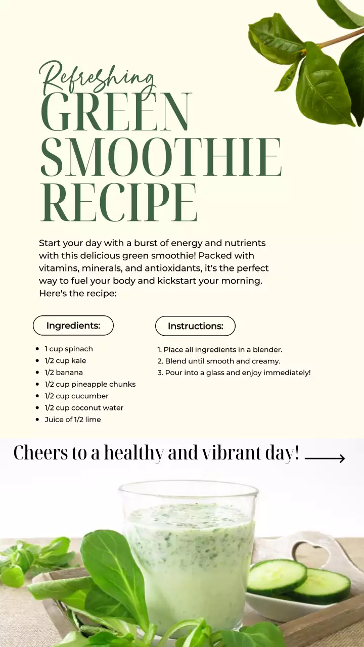 Green Minimal Smoothie Recipe Instagram Post