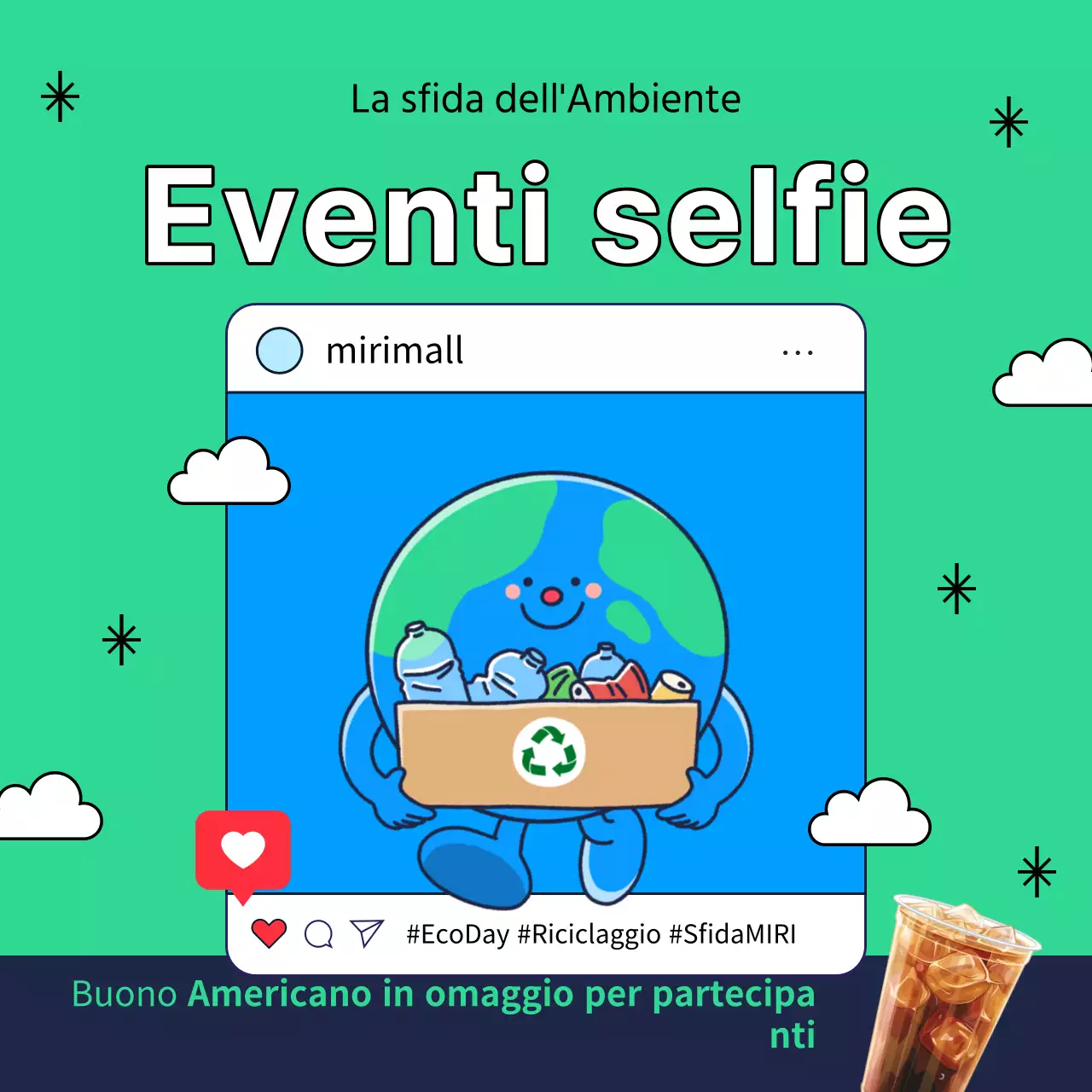 Promuovete gli eventi della Giornata della Terra in verde e blu navy.