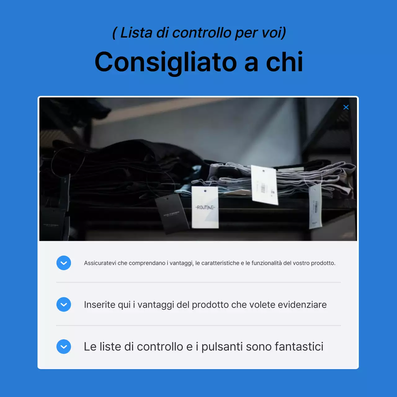 Promuovete i punti di controllo della moda di tendenza in blu e bianco