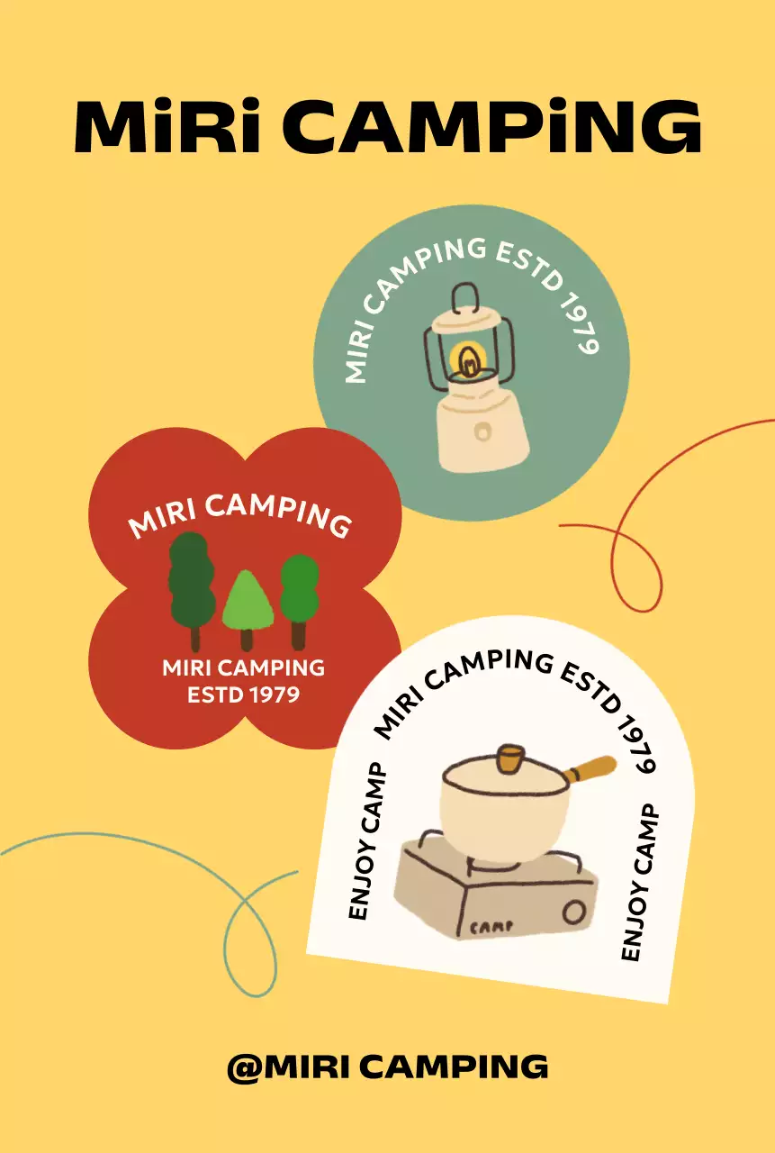 다양한 도형과 손그림 캠프 그림이 있는 캠핑장