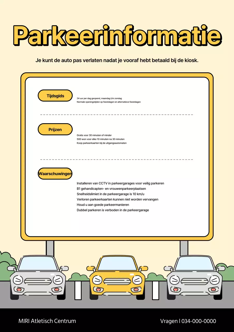Een eenvoudig geel met grijs parkeerbord