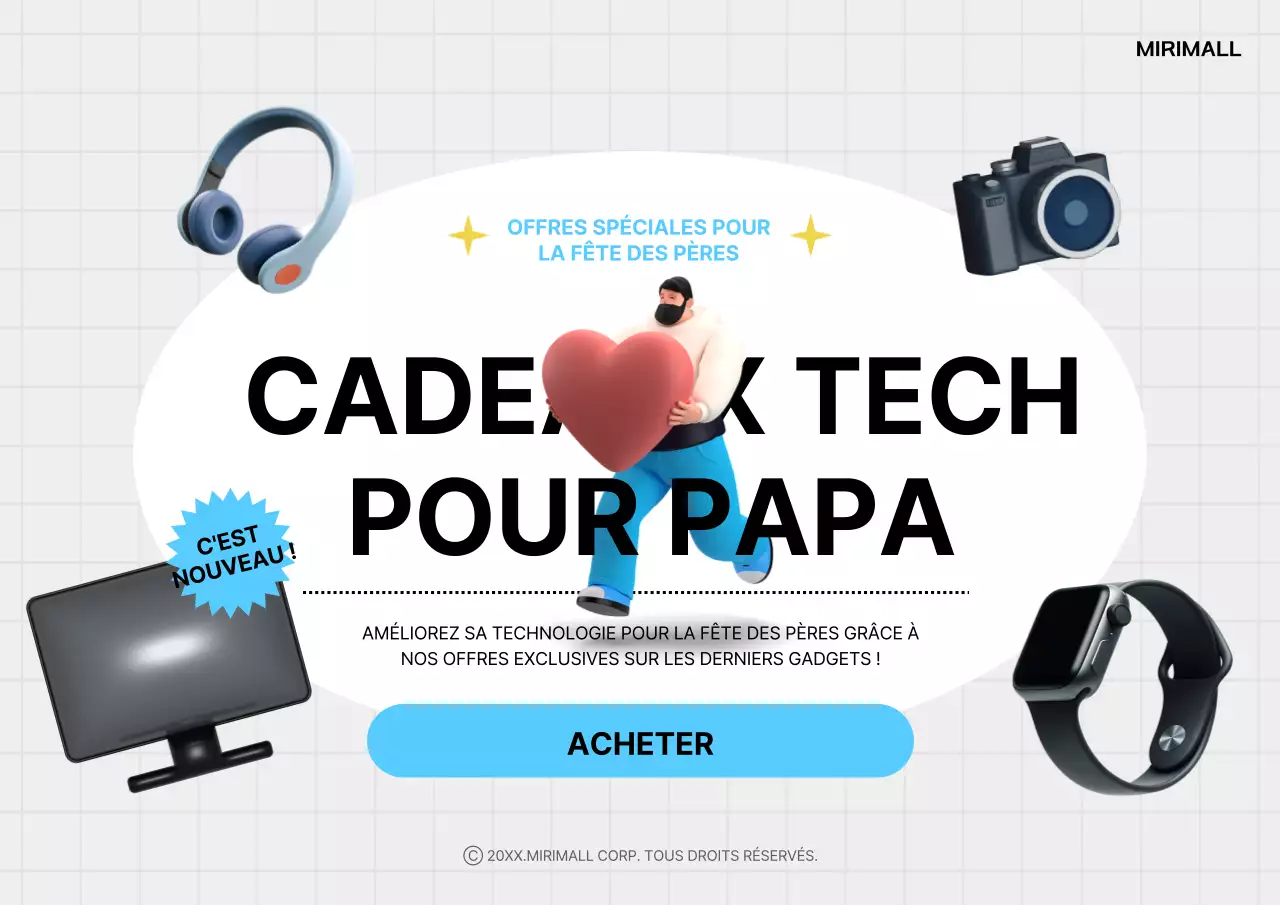 Une publicité simple pour la fête des pères en gris et bleu clair