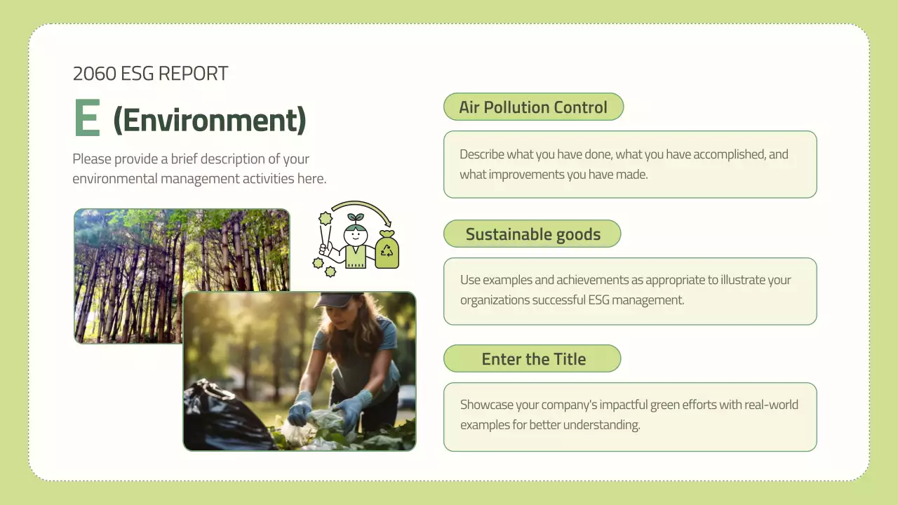 Green Minimal Esg 보고서 문서 프레젠테이션