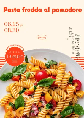 Una foto promozionale per un menu estivo, con tipografia e fotografia rossa.