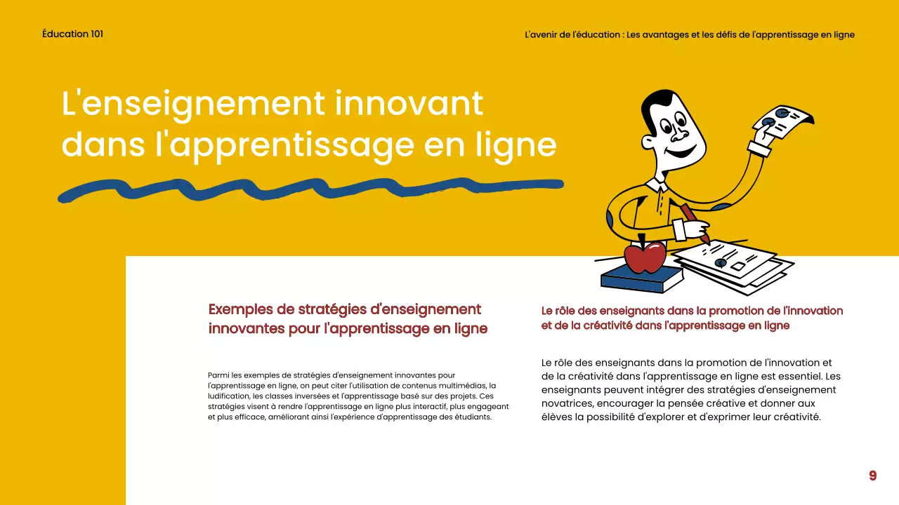 Matériel d'apprentissage en ligne simple bleu et rouge