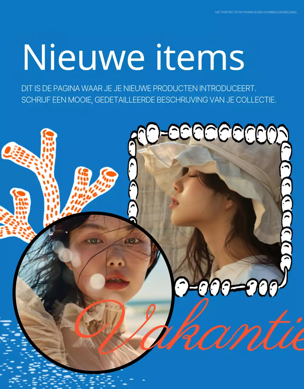 Vintage zomerreclame in blauw en rood