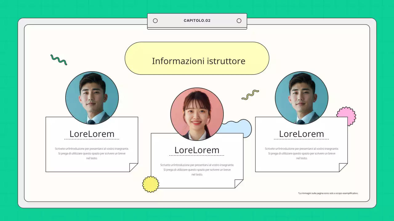 Prospetto scolastico giallo e menta in stile kitsch