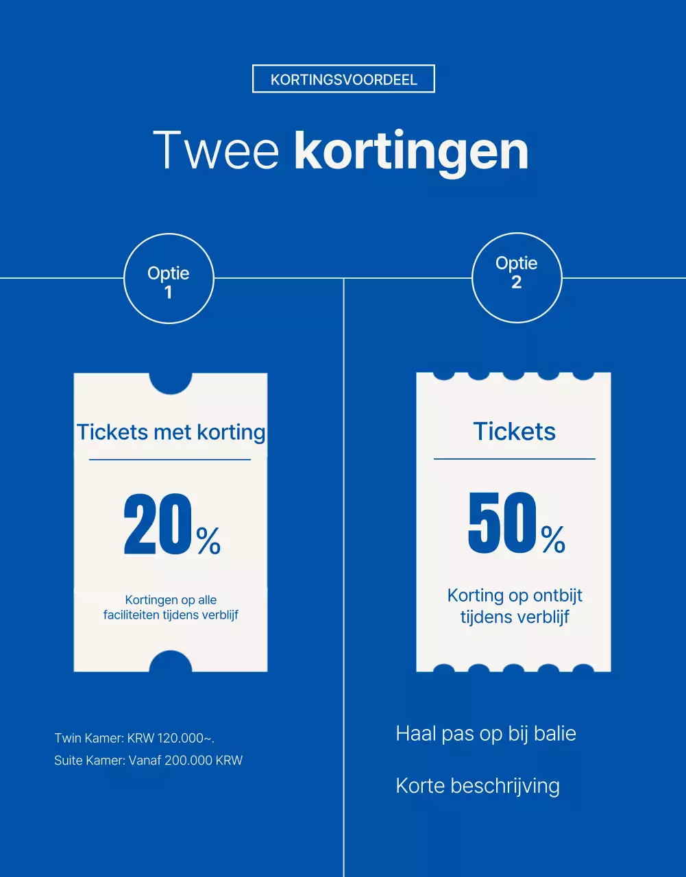 Promoot een eenvoudige hotelpromotie voor het zomerseizoen in blauw