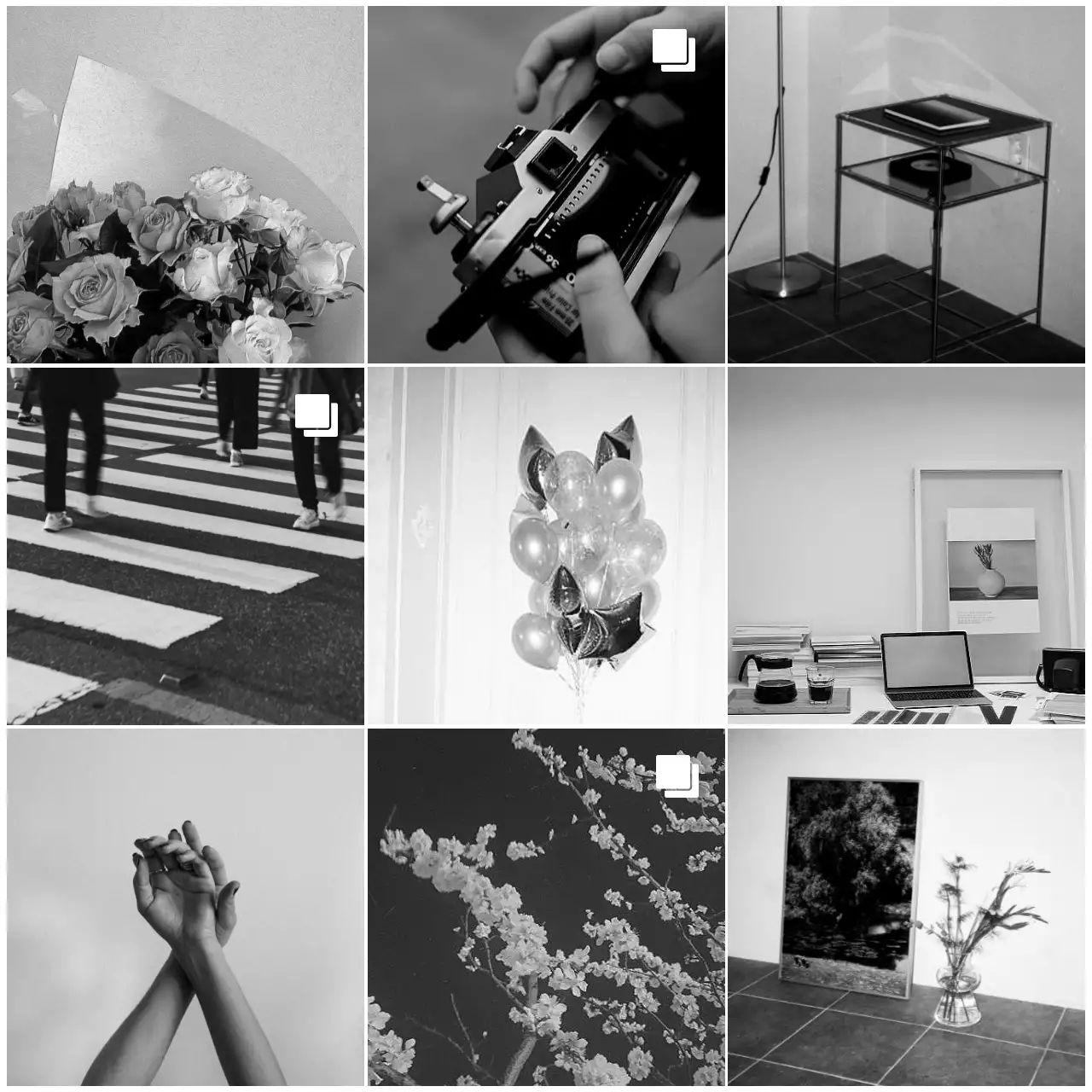 Uma publicação básica de um álbum de filmes do Instagram a preto e branco