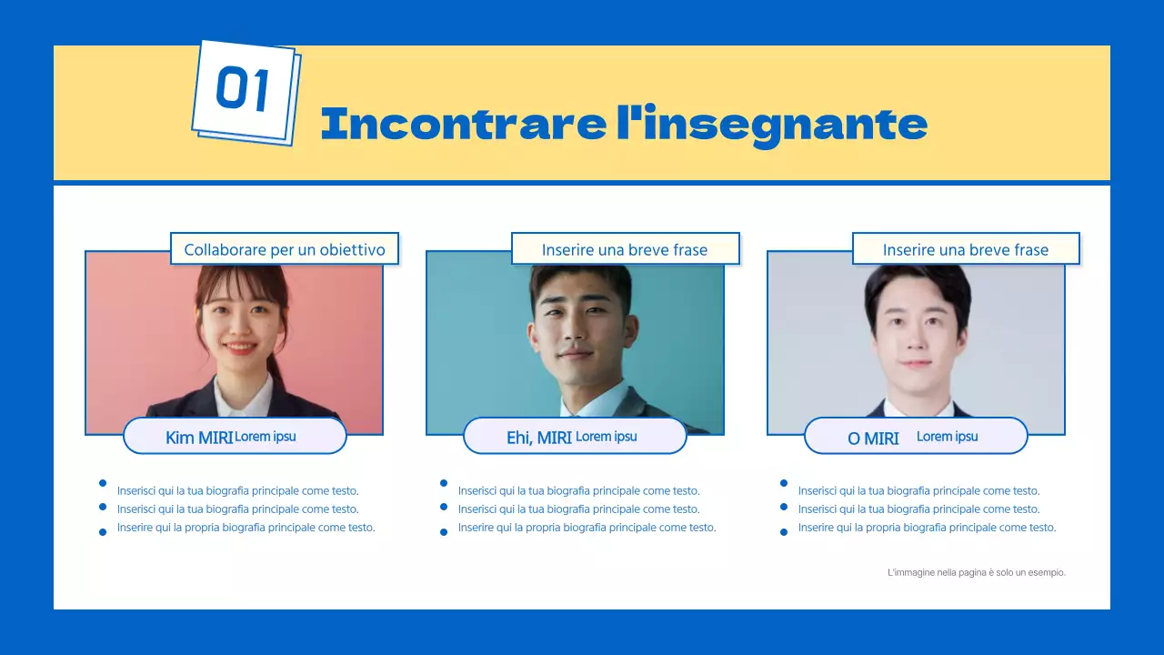 Un prospetto scolastico kitsch giallo e blu