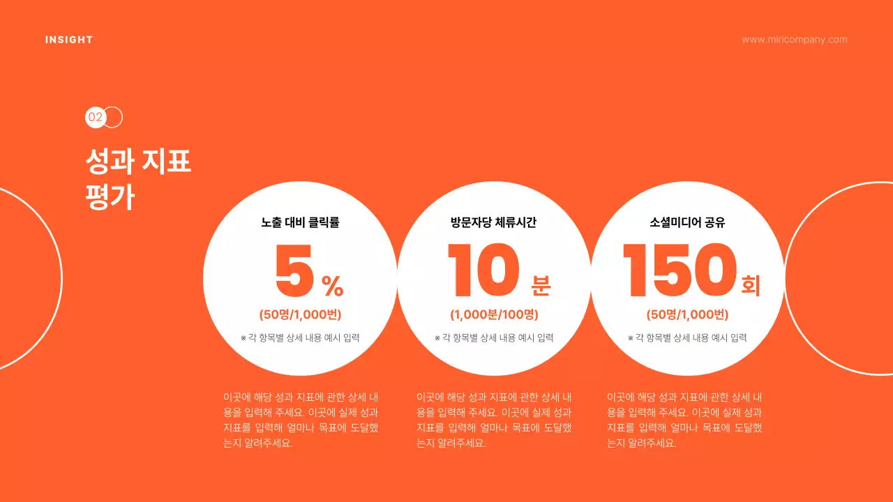 주황색의 심플한 콘텐츠 인사이트 보고서