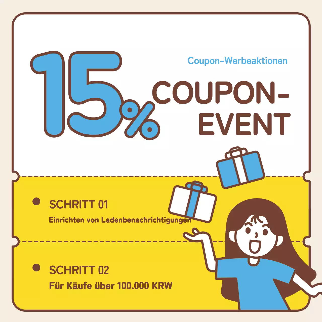 Einfache gelbe und hellblaue Social-Media-Werbung für die Jobsuche in Übersee