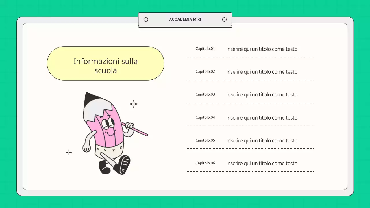 Prospetto scolastico giallo e menta in stile kitsch