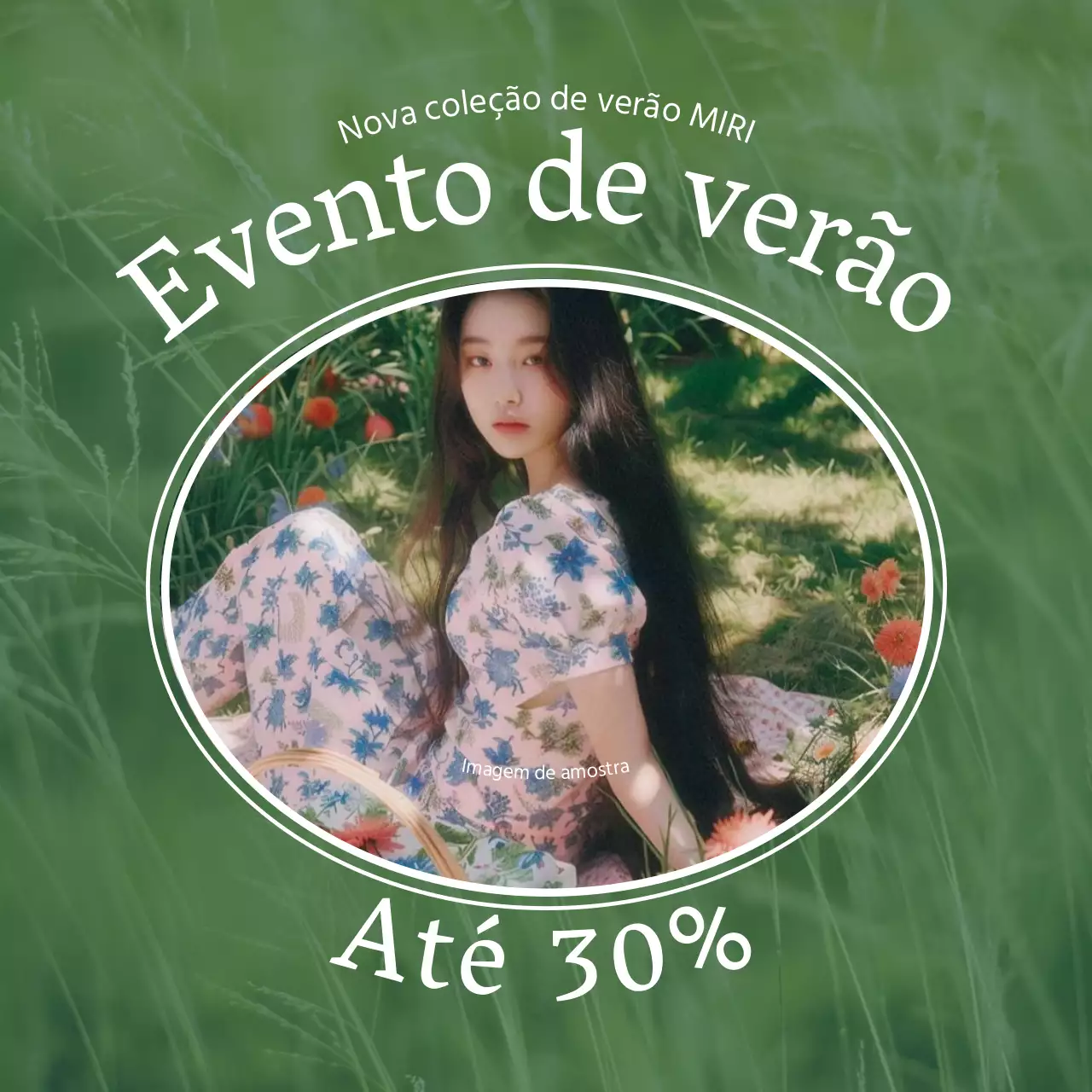 Anúncio de estilo simples, inspirado no verão, em verde
