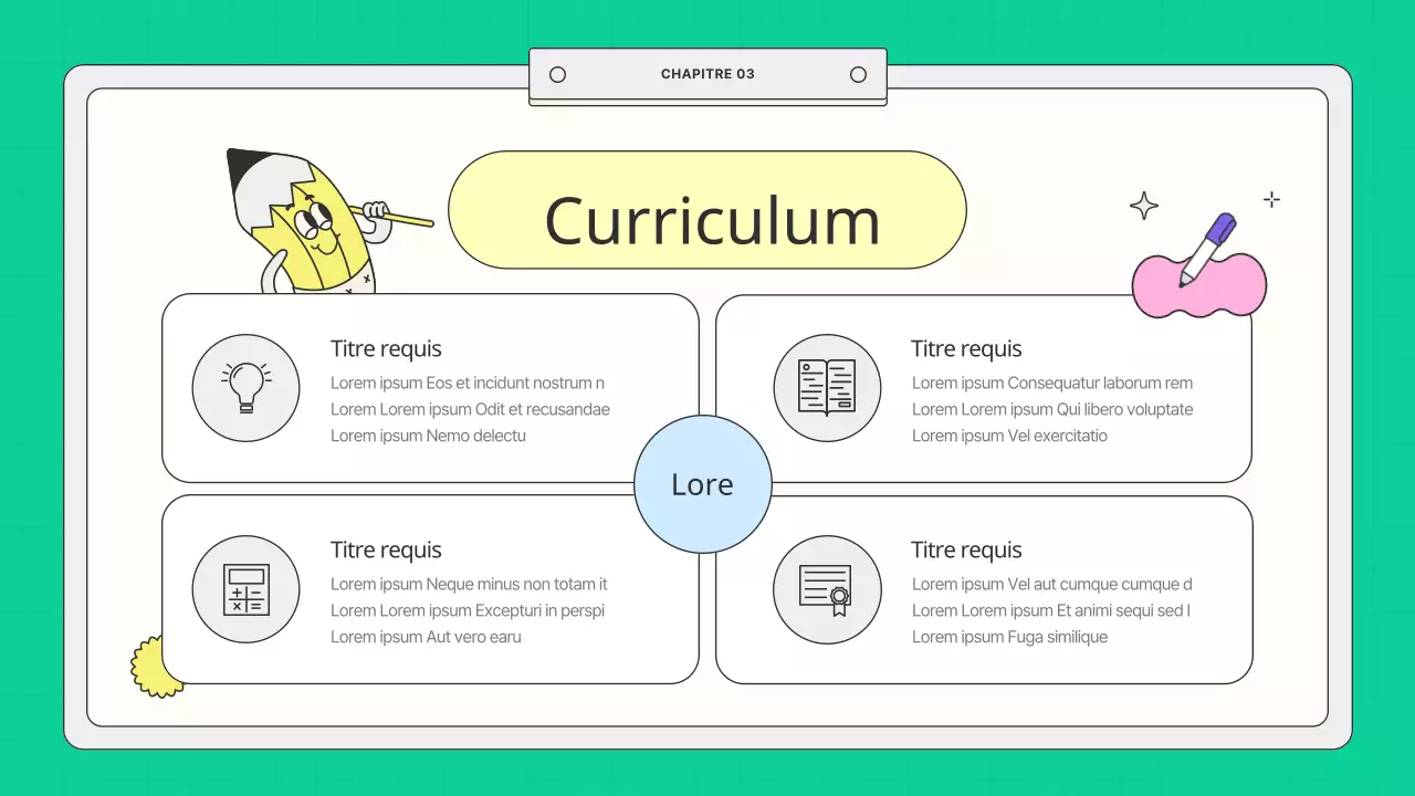Prospectus scolaire kitsch jaune et menthe