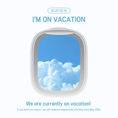 Blue Minimal Vacation Announcement Social Media Post