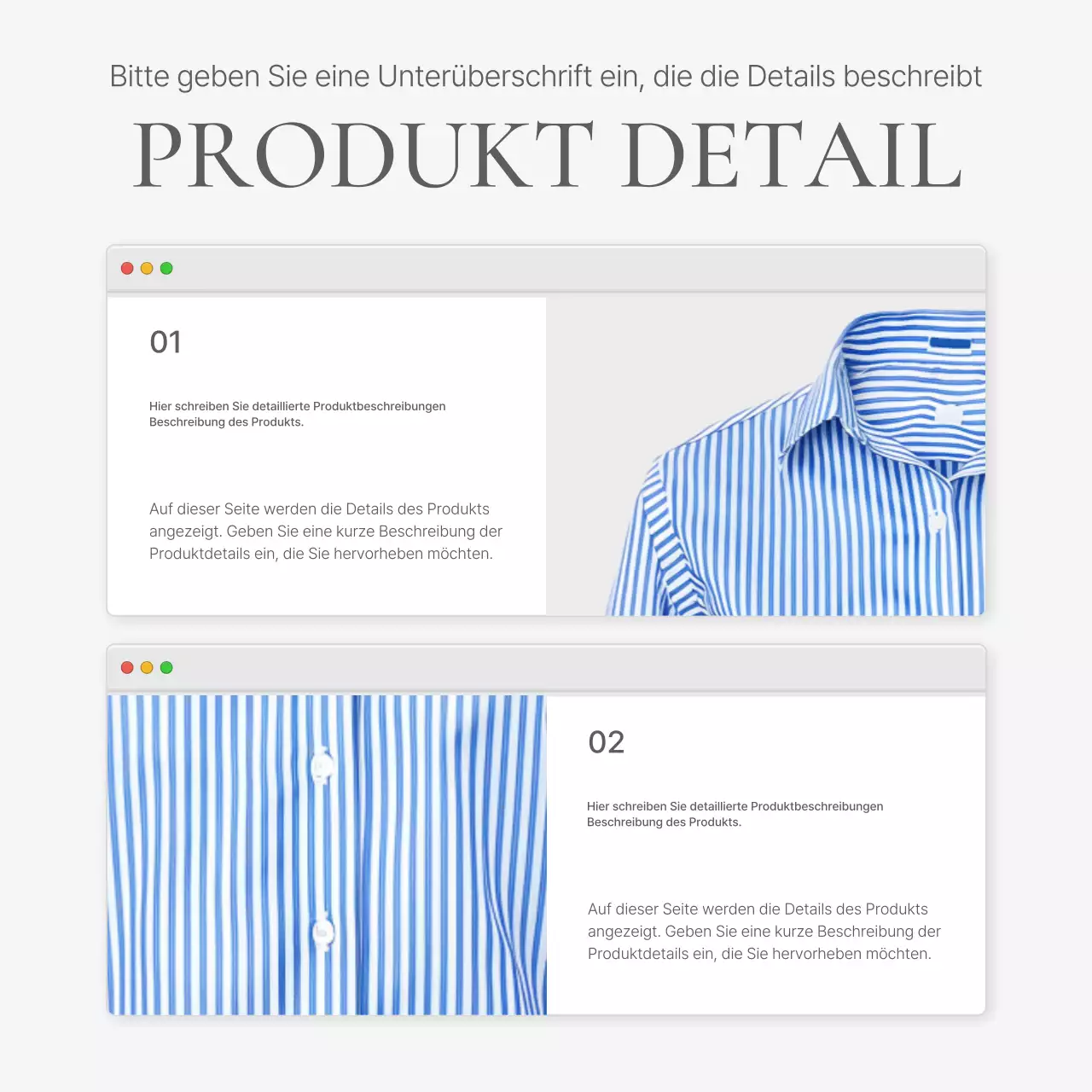 Produktbeschreibungen oder Werbung für ein Mode-Einkaufszentrum, dekoriert mit einem einfachen Stil von weißen und grauen Emojis.