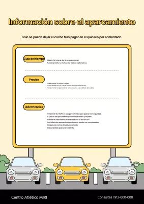 Un simple cartel de aparcamiento amarillo y gris