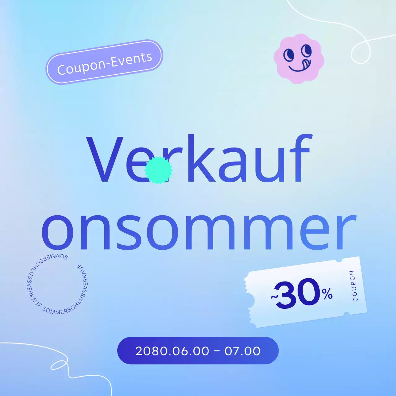 Werben Sie für Sommerveranstaltungen mit lila und blauen Farbtupfern