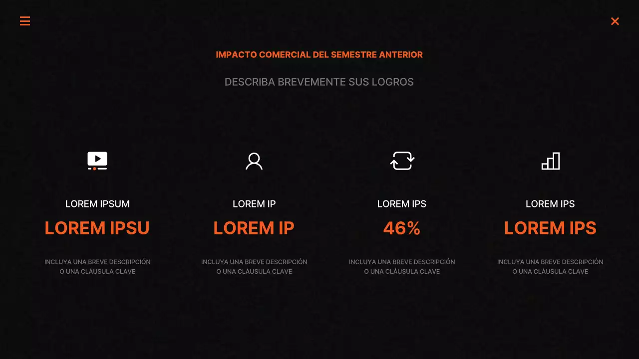 Informes de marketing de moda en negro y naranja