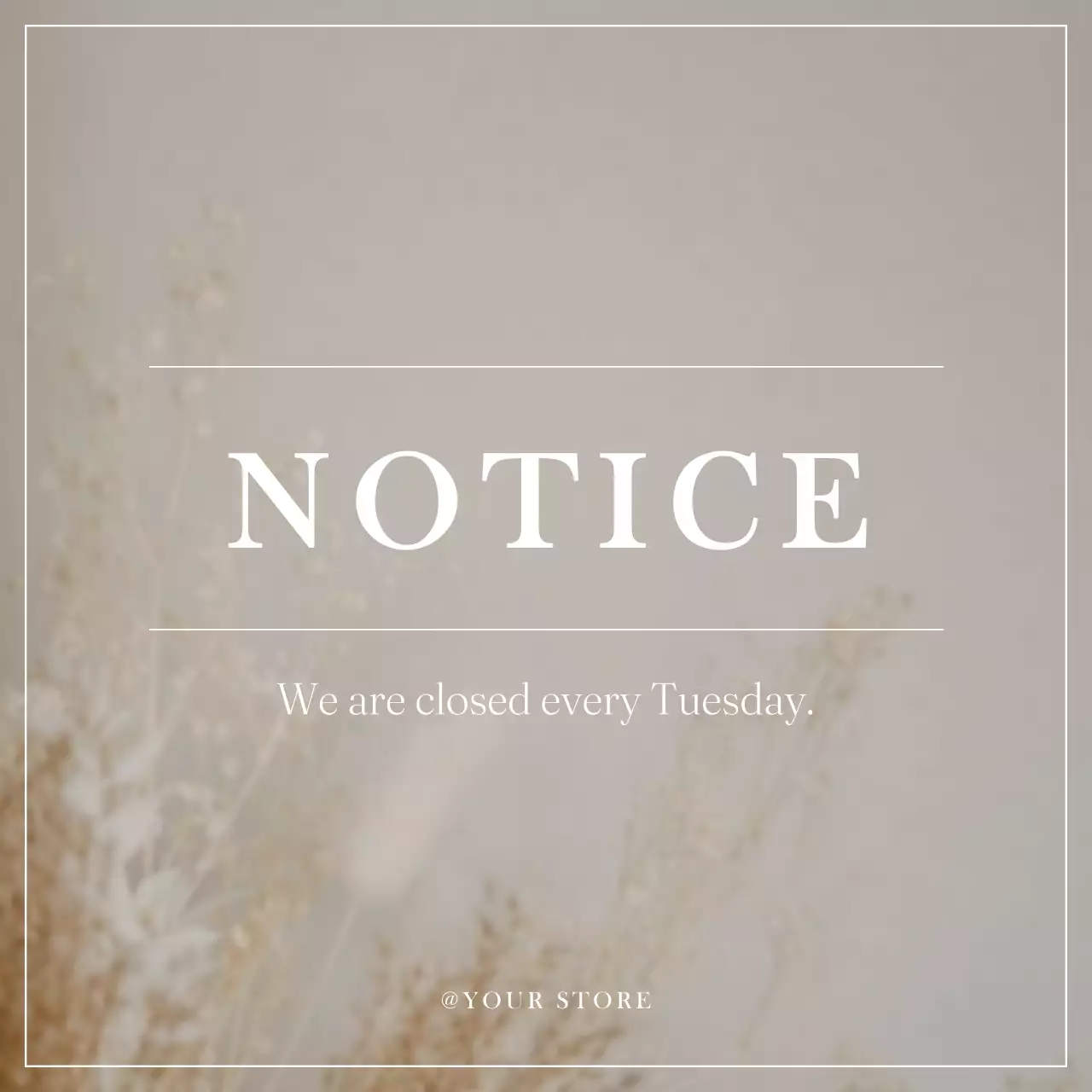 Beige Minimal Store Notice Social Media Post
