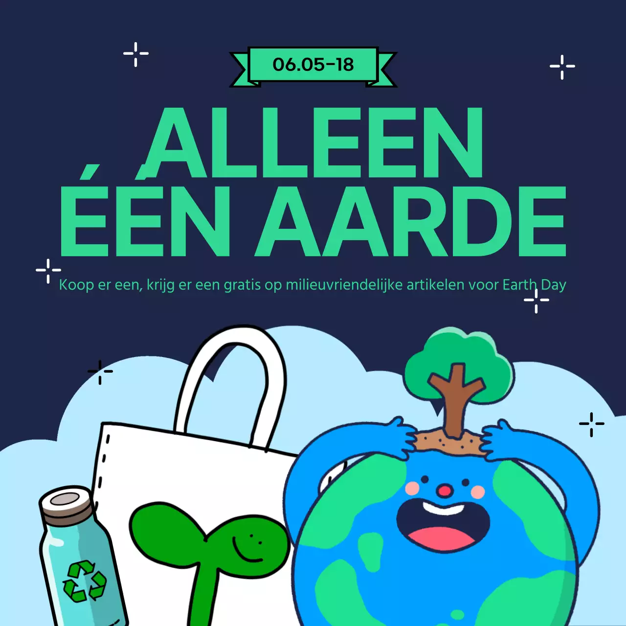 Groene en marineblauwe natuurlijke Earth Day-evenementen promoten