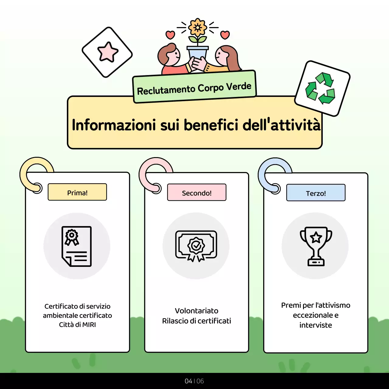 Promuovere i colori verde e chartreuse del corpo ambientale del settore pubblico.