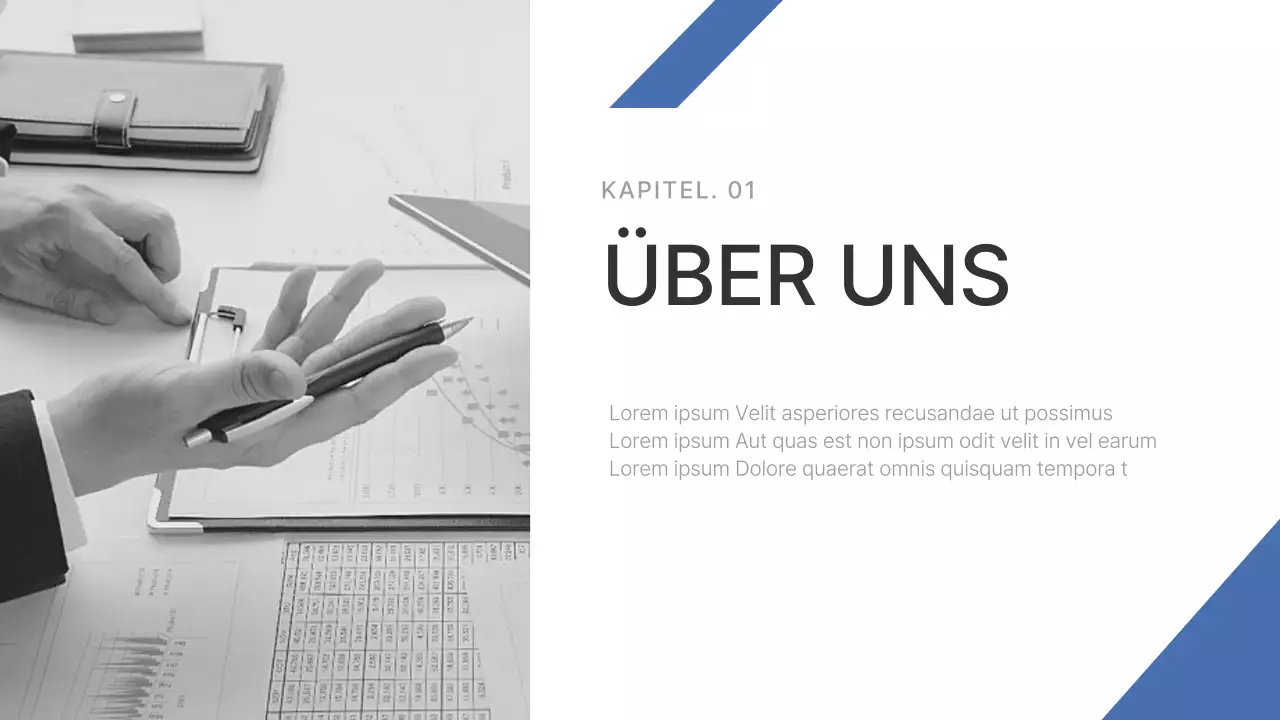 Ein einfacher Unternehmensbericht in Blau und Hellblau