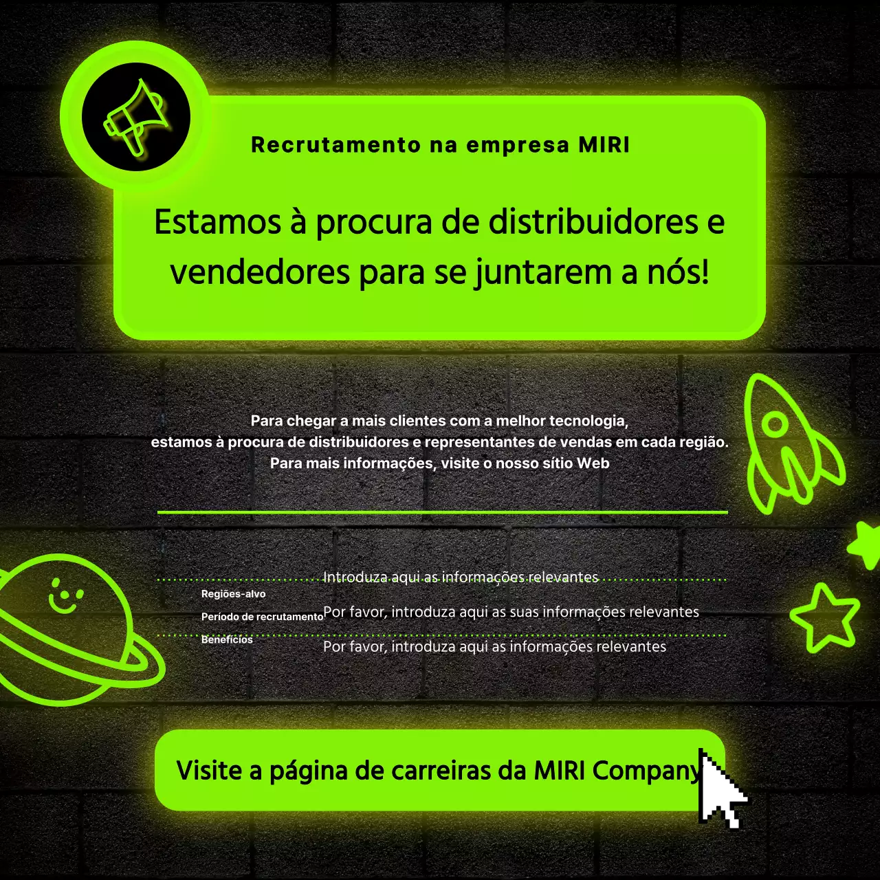 Recrutamento de distribuidores em néon e preto