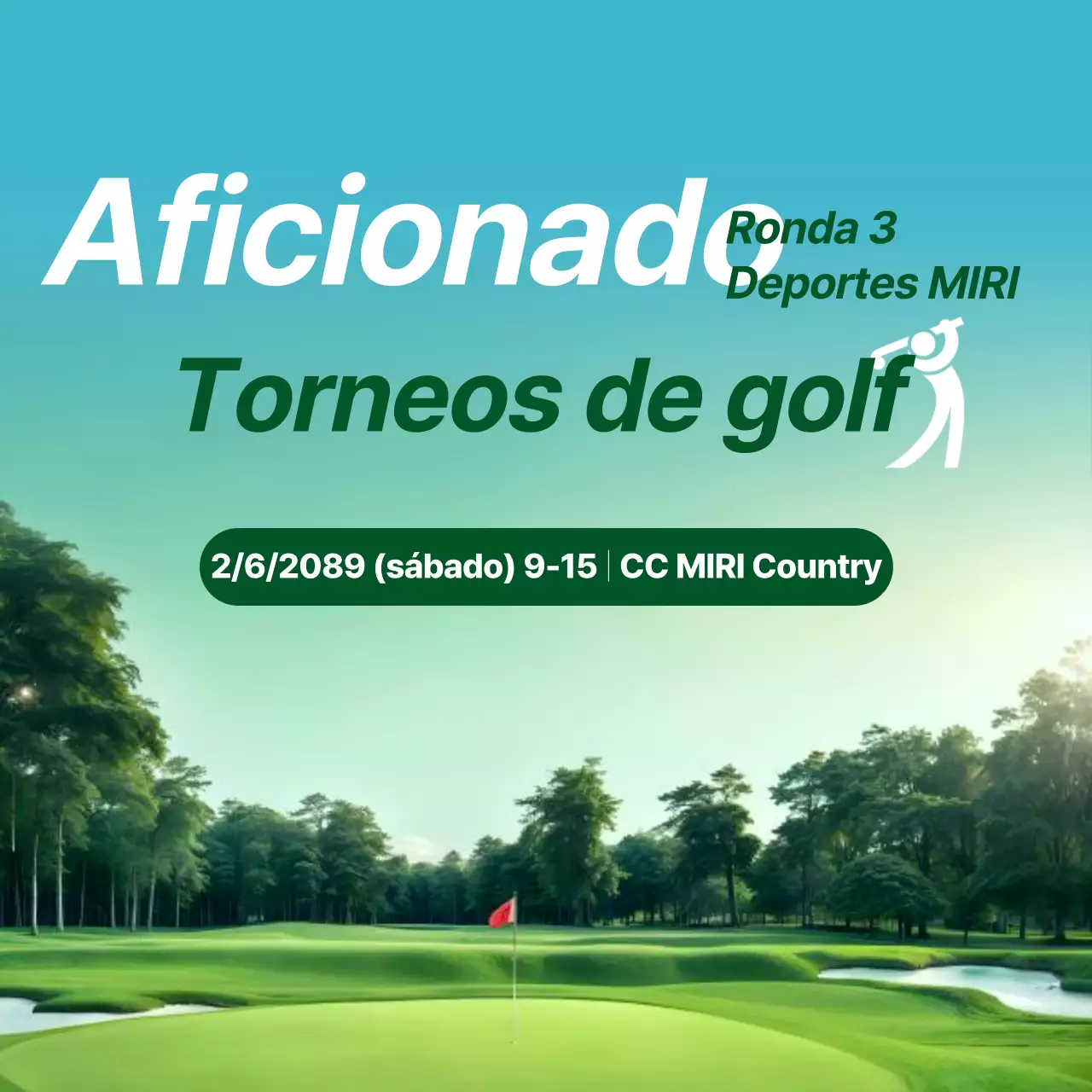 Promueva un torneo de golf verde y blanco inspirado en la naturaleza