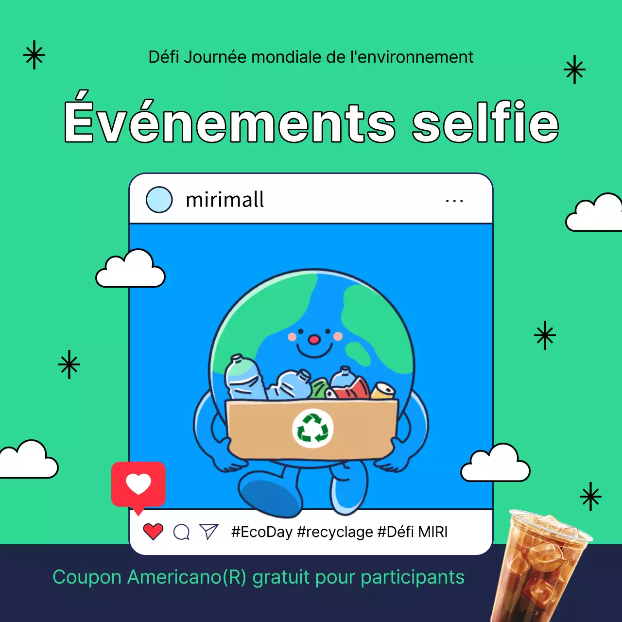 Promouvoir les événements verts et bleu marine naturels de la Journée de la Terre