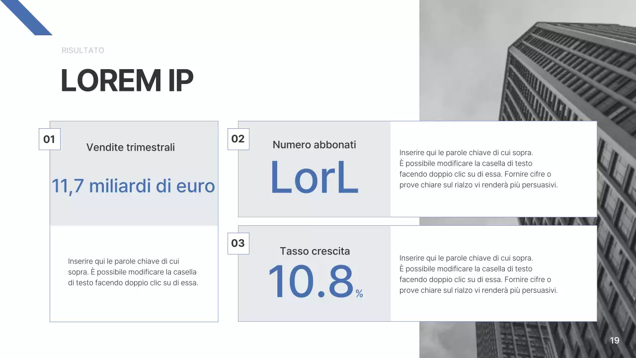 Una semplice relazione aziendale in blu e azzurro